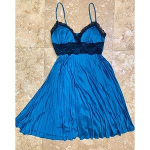 XOXO™ Blue Satin Black Lace Cocktail Dress